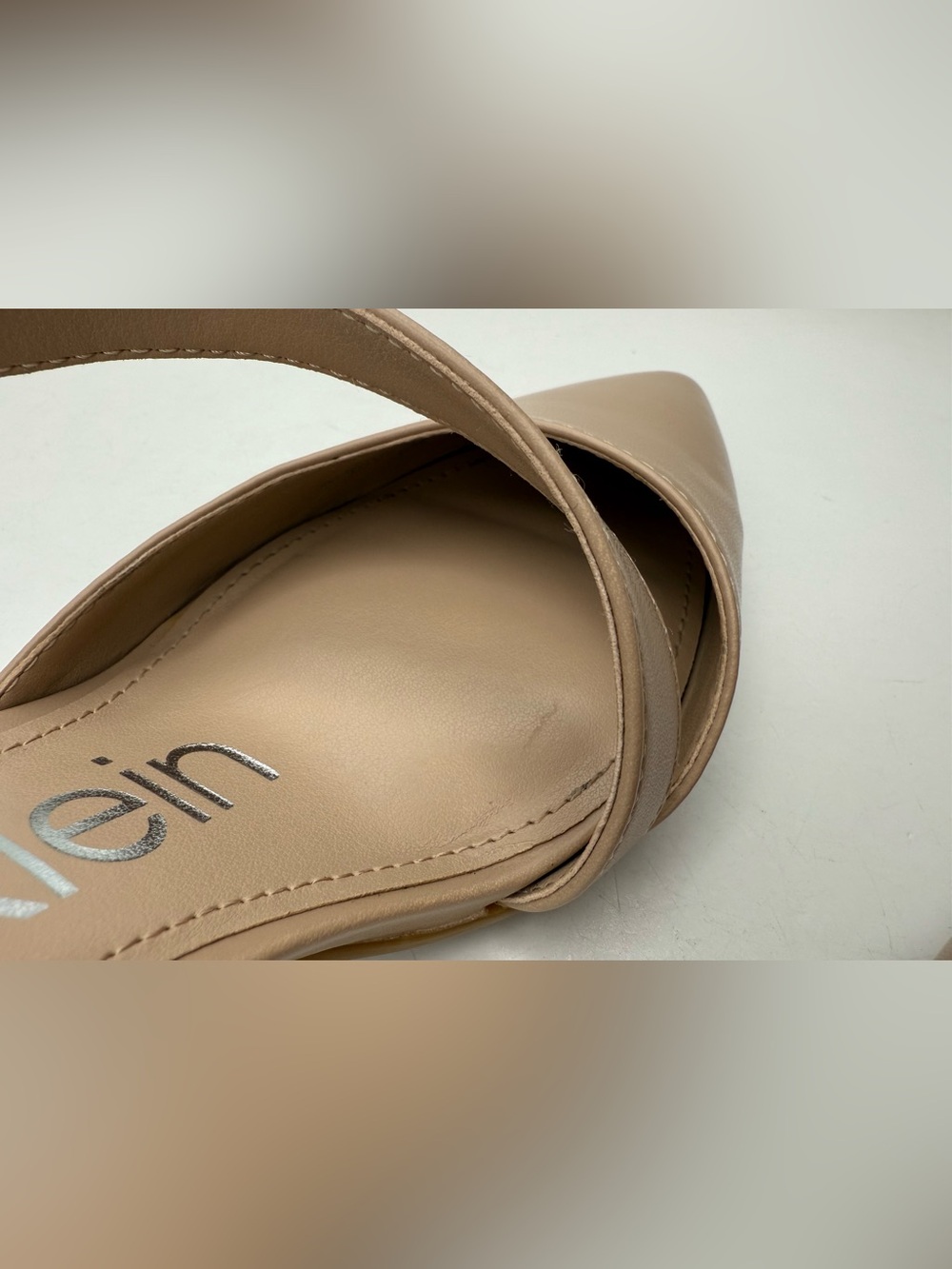 Calvin Klein Tan Pointed-Toe Slingback Heels - Picture 3 of 8